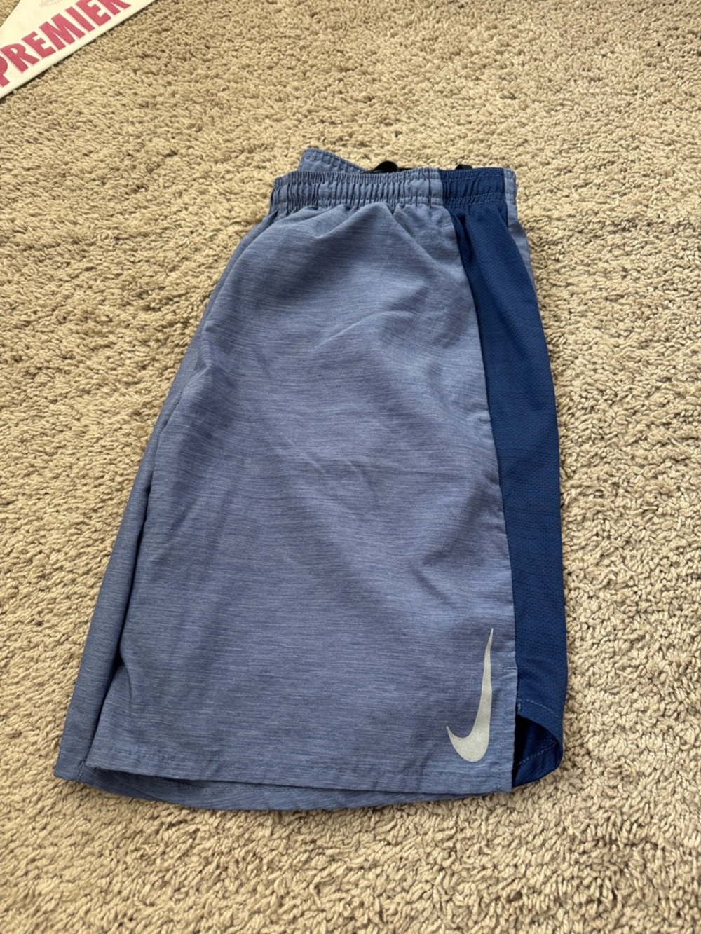 Nike Light Blue and Navy Boys' Athletic Shorts